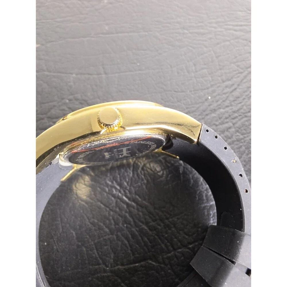 Wildlife by Heidi Klum Mens Dress Watch 38mm Gold Tone Day Date New Battery